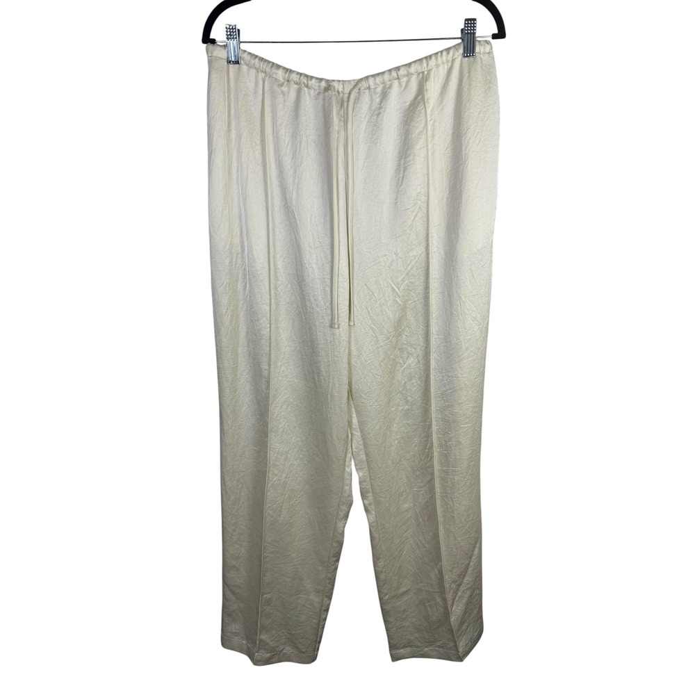NWT Madewell Pintuck Satin Pull On Pants in Ivory Size Large